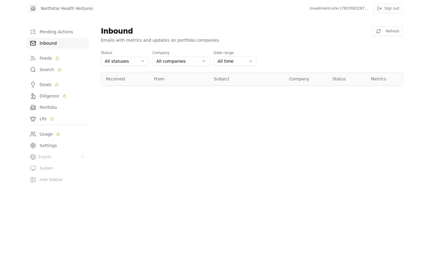 Inbound email workspace in English